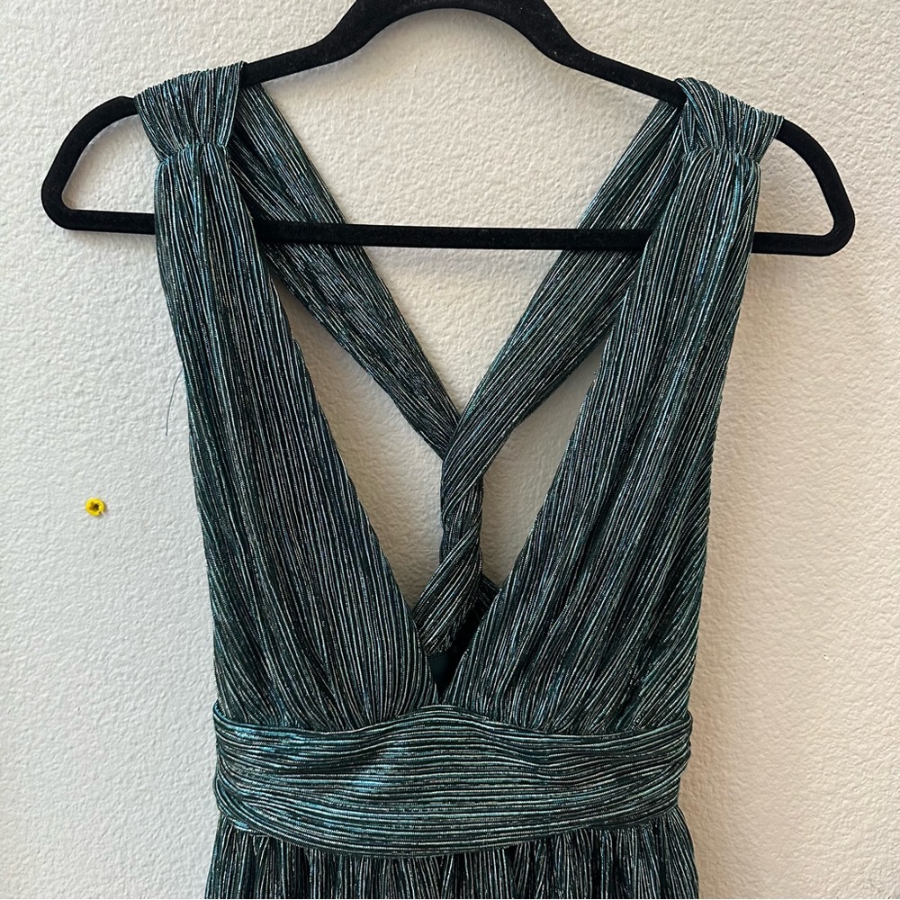 LULUS Ailey Gold and Teal Blue mini Skater Dress womens S - Picture 4 of 9